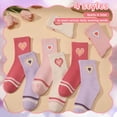 thumbnail image 5 of Bocaoying 8 Pairs Girl Crew Athletic Socks, Cotton Socks with Multicolor Hearts Cartoon Patterns for Kids Running Sport Indoor Outdoor, Aged 3-14, 5 of 6