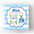 thumbnail image 1 of Personalized Canvas Birth Announcement Nursery Decor Gift, Safari Deer Design, Custom Name, Date, Weight & Length, Unique Boys & Girls Baby Shower Wall Art Presents, Color Blue # 1, Size - 24x24, 1 of 5