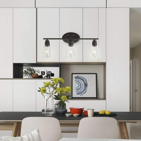 

3 Light Vanity Wall Light Fixtures with Clear Glass - Oil Rubbed Bronze