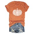 thumbnail image 4 of Womens Shirts Blouses Loose Printed Short Sleeve Round Neck Ladies Clothing,Orange,XL, 4 of 4