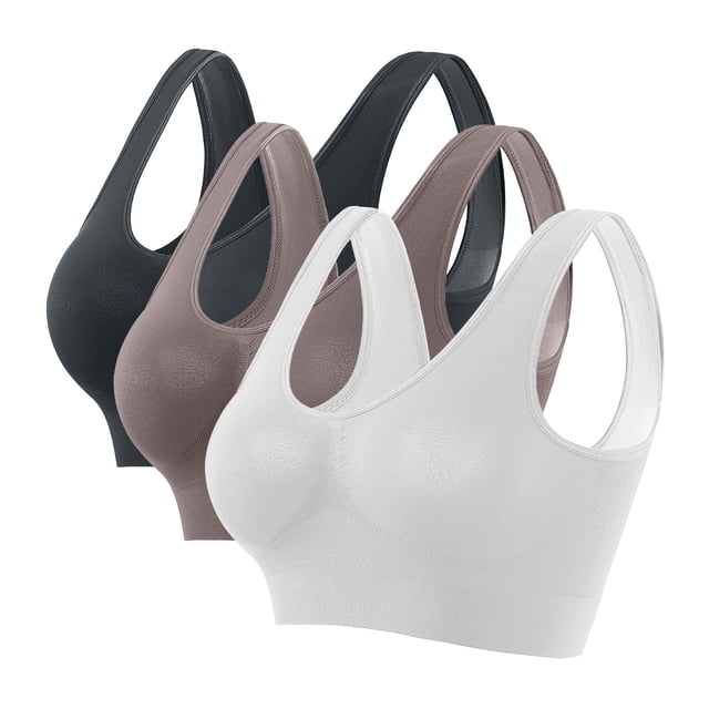Xfvqtps 3PC Sports Bras for Women Standard Strap Elastic Soft Comfortable Breathable Yoga Bra Multicolor-11