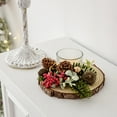 thumbnail image 5 of Christmas Pine Candle Holder Arrangement for Decorating Dinning Wedding Pine Cedar Red Gold Berries Table Accessories with Candle Cup, 5 of 6