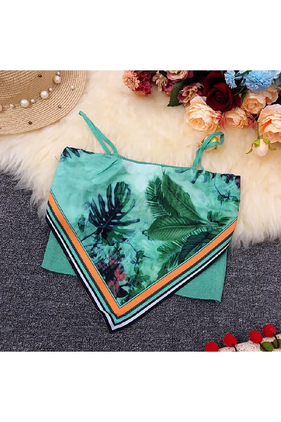 Boho Print Tops for Women Cami Top Spaghetti Strap Asymmetrical Hem Vacation Summer Tops Camisole