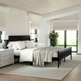 thumbnail image 5 of Martha Stewart Jax King Size Solid Wood Platform Bed with Rattan Headboard and Footboard, No Box Spring Required, Black, 5 of 11