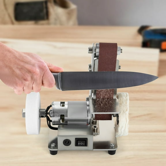 Mini Belt Sander, Adjustable Speed 4000-9000 RPM, Stainless Steel Body, 7-Speed Control, Ideal for DIY and Craft Projects
