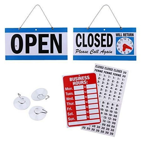 Business Hour Open Closed Sign – Bundle of Office Hours Sign Will Return Clock with Suction Cups for Door Window Businesses Stores Restaurants Bars Retail Barbershop Salon