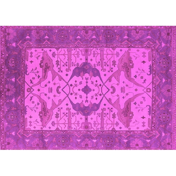 Ahgly Company Indoor Rectangle Oriental Pink Industrial Area Rugs, 2' x 4'