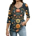 thumbnail image 2 of 3/4 Length Sleeve Womens Tops Xxl Dark Green, 2 of 4