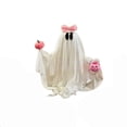 thumbnail image 3 of SUYOLL Pink Bow Ghost Figurine with Mini Pink Pumpkin and Candy Bucket Cute Tulle Ghost Statue Halloween Decorations Indoor Table Decor Decal, 3 of 4