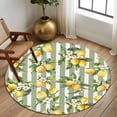 thumbnail image 2 of Round Rugs 5Ft, Spring Lemon Round Area Rug Washable Indoor Throw Carpet, Botanical Plants Sage Green Stripes Soft Non Slip Circle Rug for Cabinet Bathroom Home Decor Aesthetic, 2 of 8