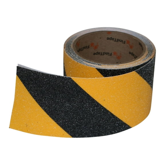 FindTape AST-35 Premium Anti-Slip Non-Skid Tape [Hazard Stripe, 60 grit]: 3 in. x 10 ft. (Yellow and Black Stripes)