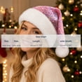 thumbnail image 3 of HAOTAGS Women's Christmas Hat - Glitter Santa Cap with Long Plush Fur Warm Winter Party Hat, 3 of 9