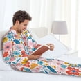thumbnail image 6 of Yiaed Floral Ditsy Print Men’s Pajamas Set - Long Sleeve Button Down Sleep Shirt and Pajama Bottoms Sleepwear Set Mens Pjs Sets Men's Pajama Bottoms-Small, 6 of 7