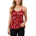thumbnail image 2 of Sparkly Sequin Camisole Tops for Women V Neck Spaghetti Strap Shiny Sequins Cami Tank Top Rave Party Clubwear, 2 of 6