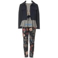 thumbnail image 2 of Big Girl Jacket Necklace Shirt Tank Tunic Floral Pant Legging Girls 4 Pieces Set Navy 12 (21JK41S), 2 of 5