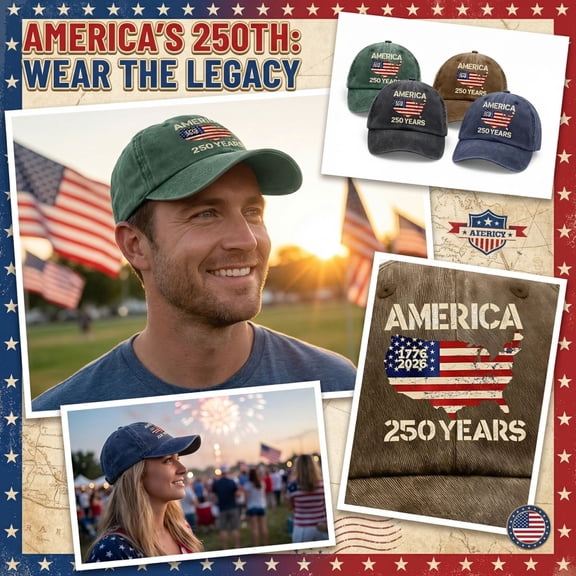 250 Anniversary USA Hat, Classic Curved Brim Design Ideal for Independence Day Celebrations Memorial Day Parades or Patriotic Events