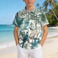 thumbnail image 2 of Ulanda Boys Hawaiian Shirt Short Sleeve Casual Button Down Beach Aloha Shirt Kids Summer Hawaii Shirts 5-14 Years (Light Green, 9-10 Years), 2 of 7
