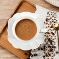 thumbnail image 6 of 12 Pieces 6 oz Tea Cup and Saucer Set, Cappuccino Latte Americano Coffee Cup with Saucer Set of 6, Espresso Double Shot Cup, New Bone Porcelain Embossment Tea Cups, for Cafe Kitchen, Gift Idea, White, 6 of 7