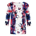 thumbnail image 4 of Fartey 4th of July Tops for Women 3/4 Sleeve Shirts Summer Crew Neck Patriotic T Shirts American Flag Graphic Tees Independence Day Tunic Top White XXL, 4 of 5