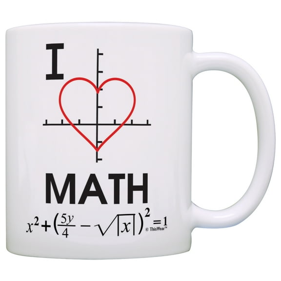 ThisWear Funny Math Mug I Love Math Heart Graph Calculus Algebra Mathematics 11 ounce Coffee Mug