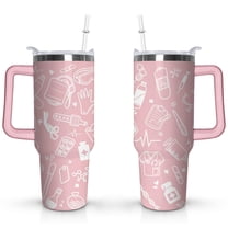 40oz Funny Nurse Life Stainless Steel Flip Straw Tumbler Spill Proof Travel Cup Double Wall Vacuum Insulated Coffee Mug with Handle