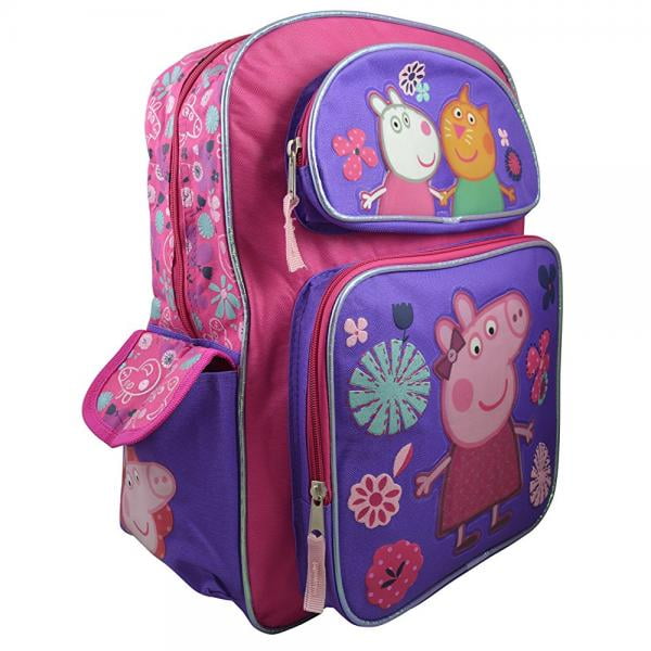 Peppa Pig Girls' Large Deluxe 16 Backpack w/ Stamping Bookbag