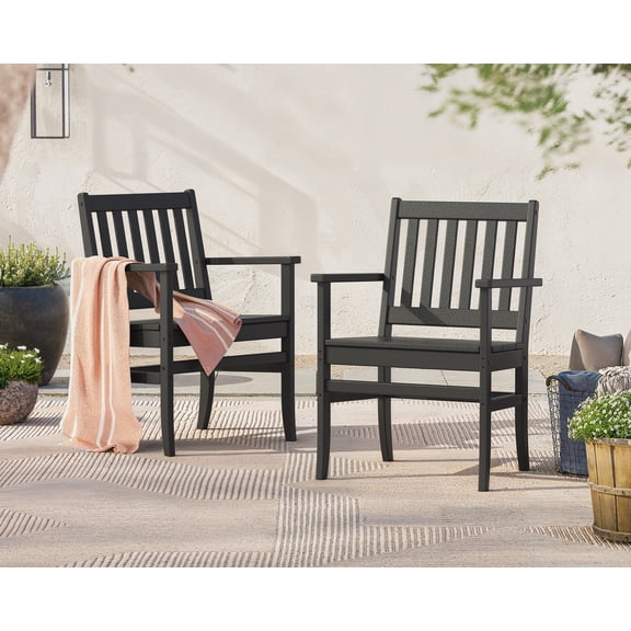Better Homes & Gardens Southlake Outdoor Dining Arm Chair (2 Chairs) in Black
