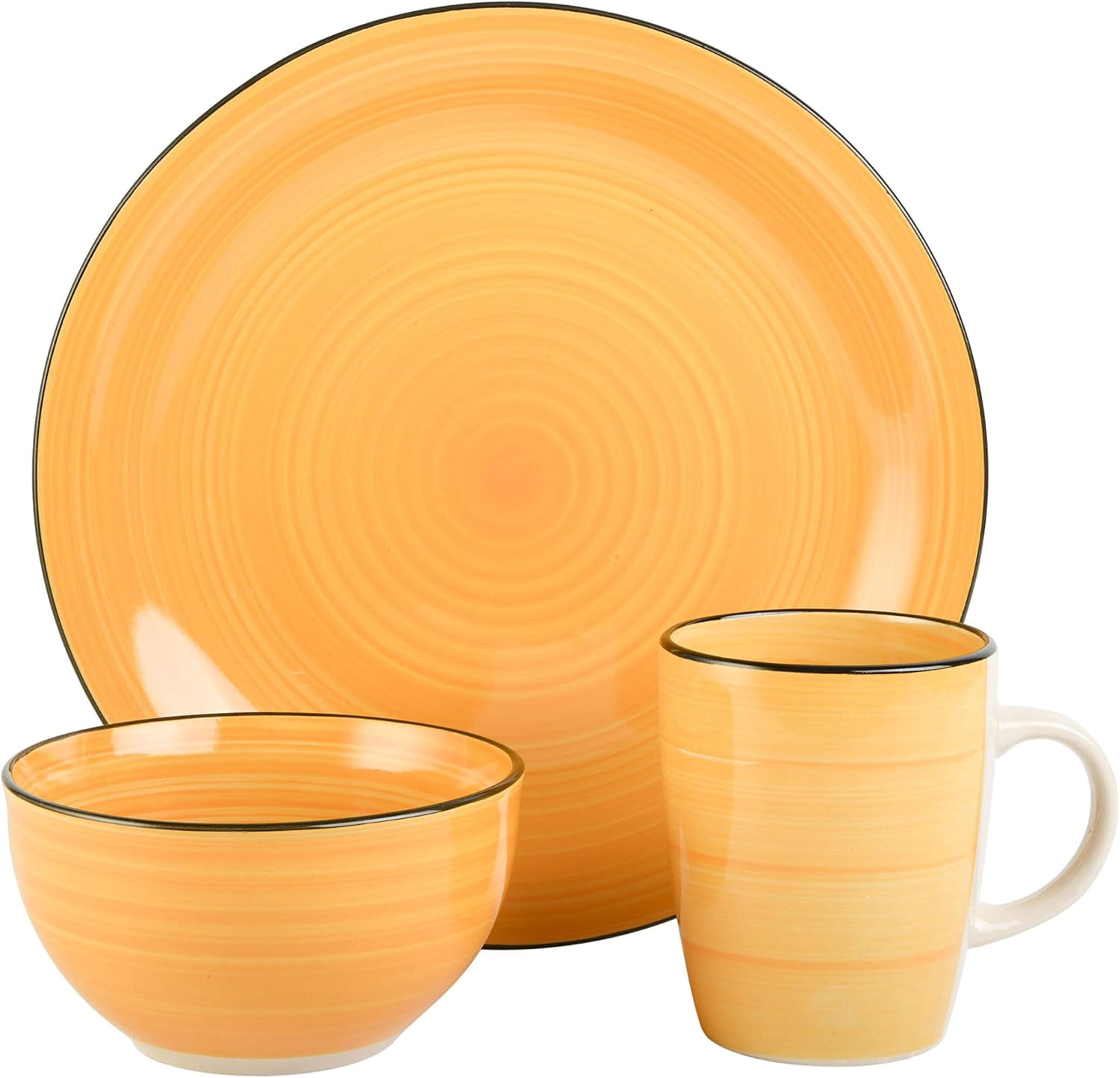 Gibson Home Color Vibes 12-Piece Hand-Painted Stoneware Dinnerware Set – Vibrant and Unique Tableware for Everyday Dining or Entertaining Guests
