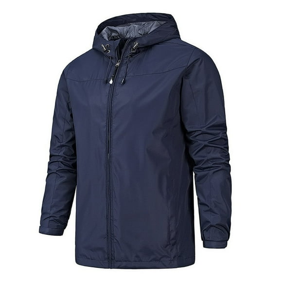 EQWLJWE Men's Thin Windbreaker Slim Zipper Pocket Sunscreen Outdoor Stormsuit Long Sleeve Hooded Waterproof Outdoor Jacket Winter Jackets for Men Clearance