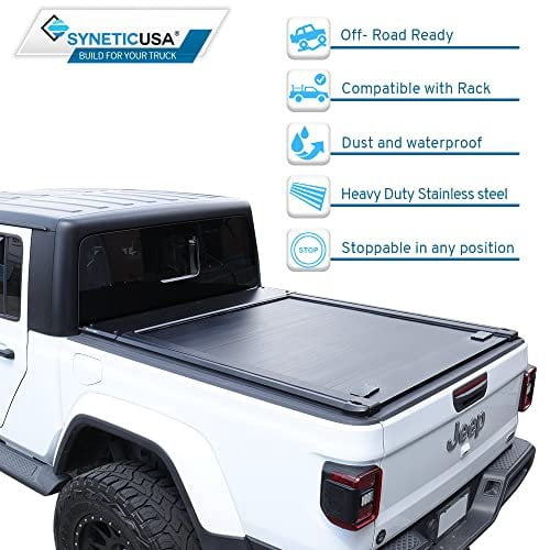 Syneticusa MR Series Retractable T-Slot Rails Hard Truck Bed Cover for 2020-2026 Jeep Gladiator 5ft Bed