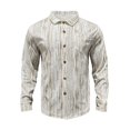 thumbnail image 3 of Mens Corduroy-Shirts with Pocket Long Sleeve Button-Down Collar Tshirts Shirt Trendy Stripe Printed Slim Vintage Cowboys Going-Out Tops, 3 of 7