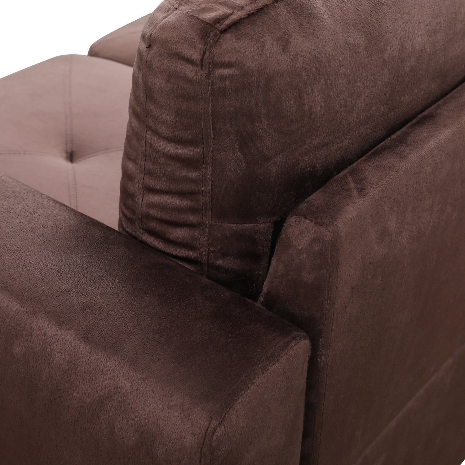 Hommoo Sofa Set,Classic L-Shaped Design with Right Armrest for Living Room,Microfiber Living Room Sofa Set,Brown
