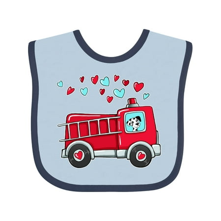 

Inktastic Valentine Fire Truck with Cute Dalmatian and Hearts Gift Baby Boy or Baby Girl Bib