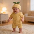 thumbnail image 2 of Baby Jumpsuit Rabbit Print Romper Soft Pajamas Snap Closure Long Sleeve for Boys Yellow 0 Months-12 Months, 2 of 4