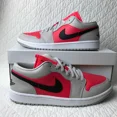 thumbnail image 1 of Ni - ke Ni - ke Air Jordan 1 Low Shoes Women’s SZ 12 Light Iron Ore Siren Red DC0774-060, 1 of 5