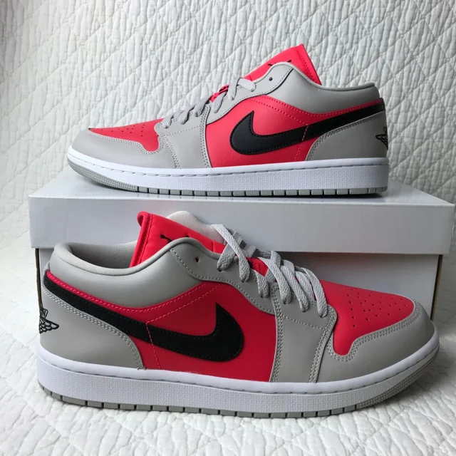 Ni - ke Ni - ke Air Jordan 1 Low Shoes Women’s SZ 12 Light Iron Ore Siren Red DC0774-060