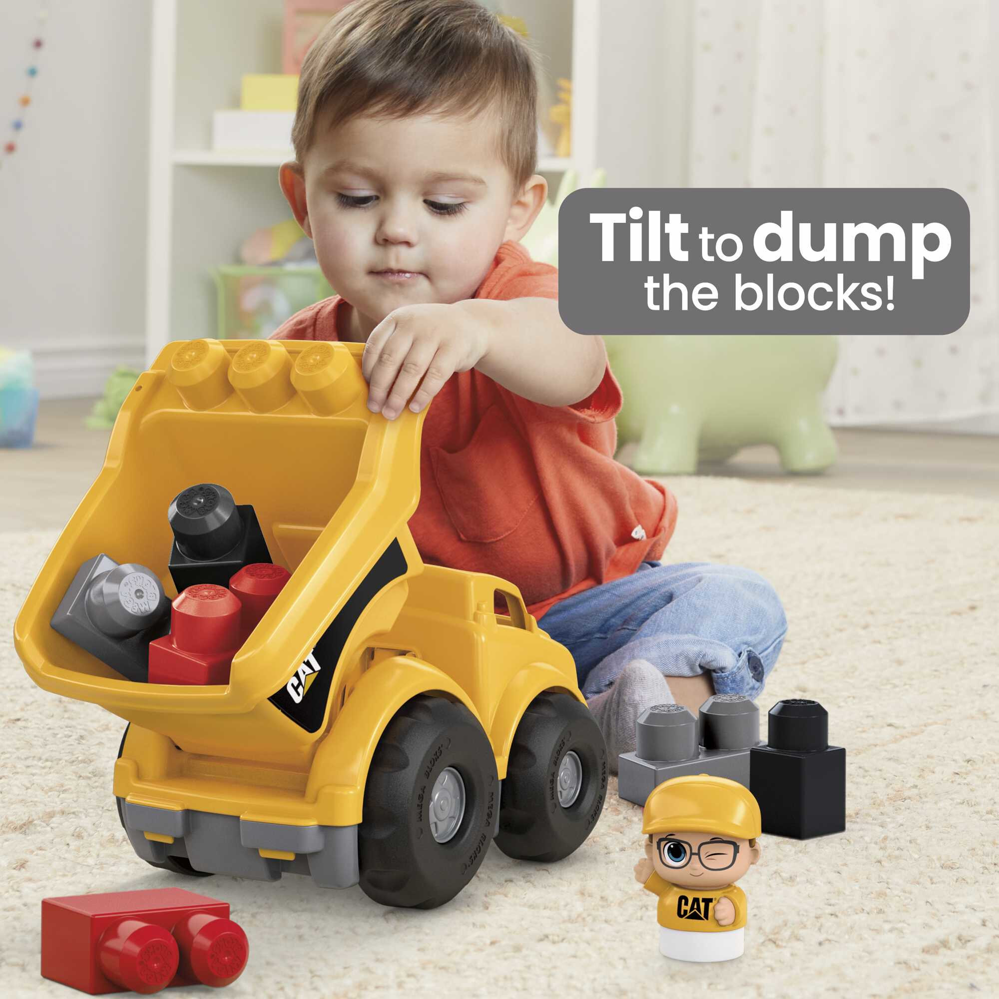 MEGA BLOKS Cat Building Toy Blocks Lil Dump Truck (7 Pieces) Fisher Price For Toddler - image 4 of 6