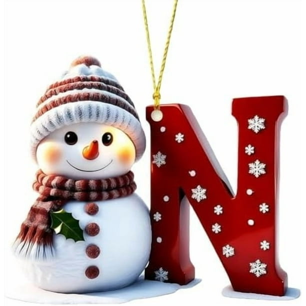 Adornos navideños de muñeco de nieve | Juego de 26 letras decorativas para una decoración navideña personalizada | Colgantes para interiores para el hogar, la oficina y fiestas