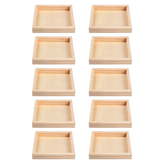 10Pcs Household Wooden Trays Puzzle Block Holder Trays Square Serving Trays for Puzzle