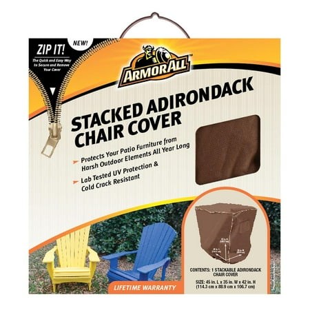 West Loop Patio Bars Armor All Stacked Adirondack Chair Cover - Patio - Durable, Elastic Loop, Handle, Ventilated, Double Stitched, Buckle Closure, Zippered, UV Resistant, Crack Resistant ()