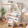 thumbnail image 5 of Vabches Vanity Desk With Mirror And Stool for Women,Girls,Makeup Vanity Table Set With 3 Drawers & Charge Station & Open Visible Cabinet,Whtie, 5 of 7