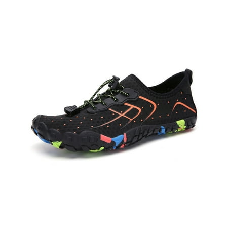 

Woobling Unisex Aqua Socks Barefoot Water Shoes Quick Dry Beach Swim Shoe Diving Flats Lightweight Sneakers Breathable Sport Black Orange 5.5