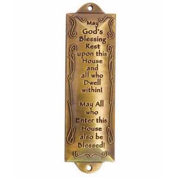 Holy Land Gifts Mezuzah-Bénissez Cette Maison, 4.5 Po. Laiton