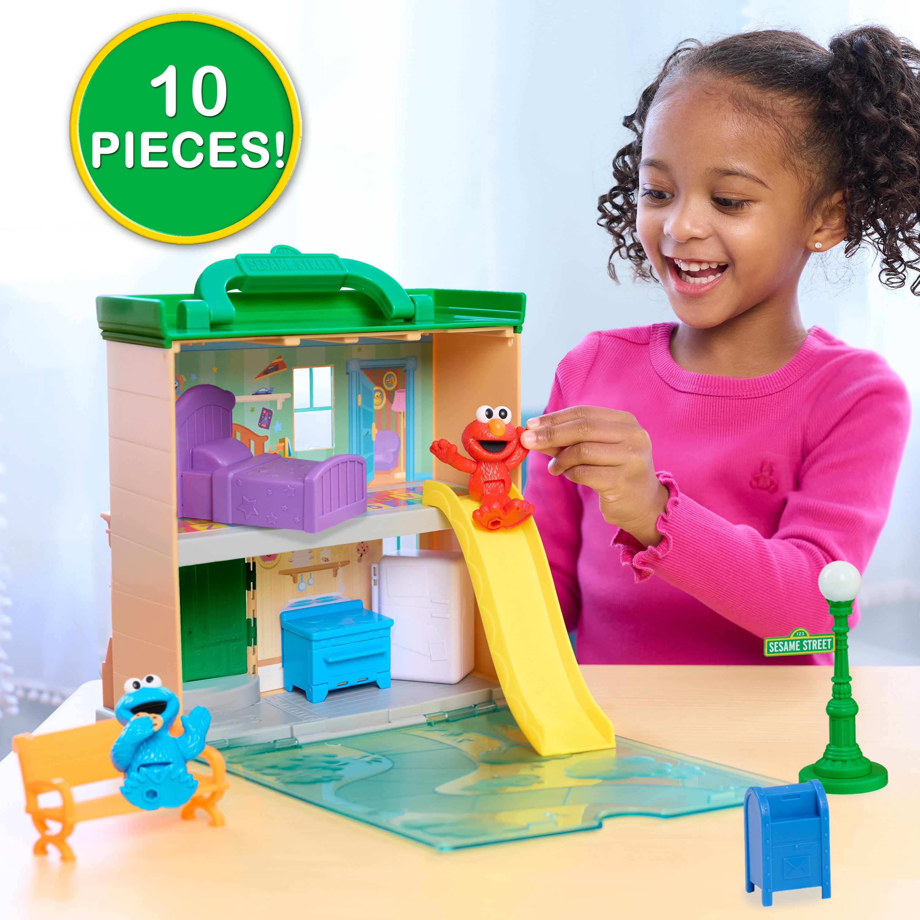 Sesame Street 123 Sesame Street Playset, 7 Accessories, Stow-and-Go Travel Toy, Walmart Exclusive, Ages 2+