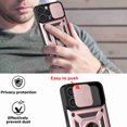 thumbnail image 4 of Compatible with iPhone 13 Pro Max Case with Sliding Camera Lens Cover and Ring Kickstand Heavy Duty Military Grade Protection Phone Shockproof Back Cover for iPhone 13 Pro Max, Rosegold, 4 of 7