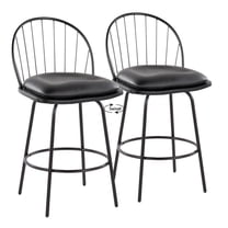 LumiSource Black Riley Claire 26" Fixed-Height Counter Stool - Set of 2