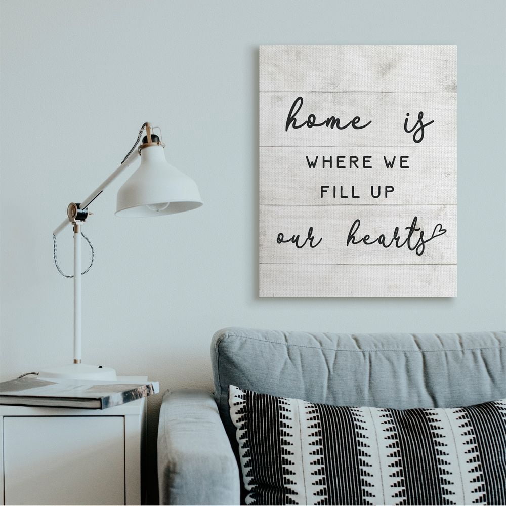 Stupell Industries Home is Where We Fill Up Our Hearts Family Quote Canvas Wall Art Design by Daphne Polselli
