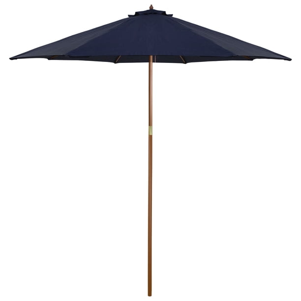 9ft Outdoor Patio Market Umbrella With Wood Pole Navy Blue Walmart Com Walmart Com