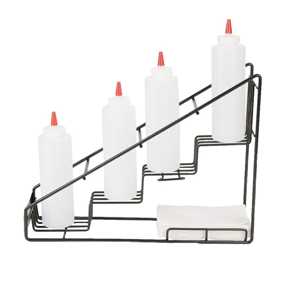 Mind Reader Clear Syrup Bottle Holder, Wire 4 Compartment Bottle