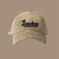 thumbnail image 2 of LiuXxxx Spring Summer Wide Brim Embroidered Letter Soft Top Hat Sun Fashionable Unisex Baseball Cap Khaki, 2 of 4